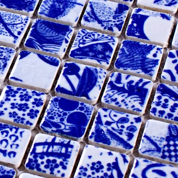 keramikos mėlynos ir baltos porcelianinės mozaikos HMCM1035 akies pagrindo vonios sienelės, grindys, virtuvės backsplash