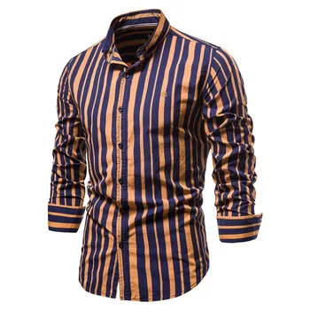 2021 m. Pavasarį Vyrų Kokybės Medvilnės Marškinėliai, vyriški Marškinėliai ilgomis Rankovėmis Atsitiktinis Verslo Marškinėliai su Juostelėmis ir Siuvinėjimo Vyrų Drabužiai.