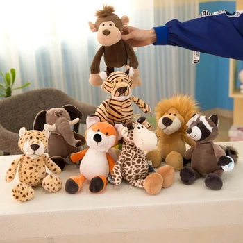 25cm Modeliavimas Miško Gyvūnai Pliušiniai Žaislai Įdaryti Tikroviška Liūtas, Tigras, Dramblys, Beždžionė, Leopardas Žirafa Meškėnas Lėlės Vaikams Dovanų