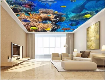 3d lubų freskomis tapetai pasirinktinius nuotraukų Nuostabaus povandeninio pasaulio, žuvų būtybių apdailos dažymo 3d sienų sienų tapetai