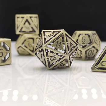 7 rinkinių Metalo Dnd kauliukai Polyhedron Tuščiaviduriai D&D Kauliukai Dnd Vaidmenų žaidimas MTG Rpg Rol Pathfinder stalo žaidimas D20
