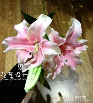 90cm Didelis modeliavimas real touch milžinišką dirbtinis Lily didelio aukščio vestuvių dekoratyvinis nuolatinis PU Lily gėlės nemokamas pristatymas