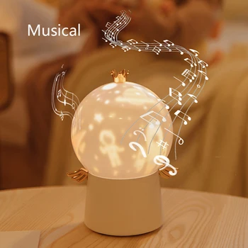 Angel Projekcija Naktį Šviesos diodų (LED Įkrovimo Kūrybos Kūdikis Dovana Muzikos Lempos Sukasi Vaikams, Mini Led Galaxy Star Šviesos Projektorius