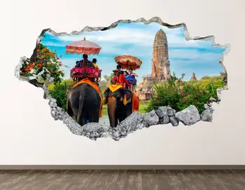 Ayutthaya, Tailandas Sienos Lipdukas - Miestas 3D Sutriuškino Sienos Menas, Lipdukas Vaikai Kambario Dekoro Vinilo Namų Plakatas Užsakymą Dovana KD867