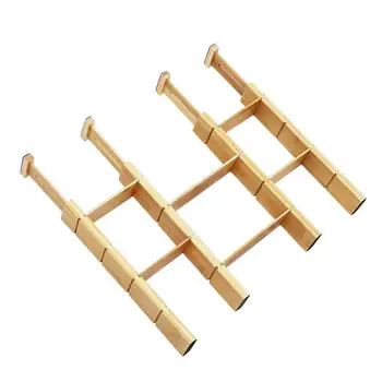 Bambuko Stalčių Daliklis Virtuvės Stalčių Organizatorius Reguliuojamas Plečiama Stalčių Dozatoriais Lengva Įdiegti Stalčiaus Pertvara