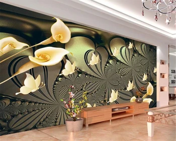 beibehang Individualų kambarį viešbutyje kavinė fono sienos 3d tapetai auksinėje lily drugelis foto freskos 3d tapetai