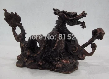 bi00918 Kinijos Azijos Žalvario Namų Feng Shui Liaudies Bronzos, Vario Veikia Skristi Drakono Statula