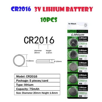 CR2016 10vnt 75mAh Mygtukas Baterijų LM2016 BR2016 DL2016 Ląstelių Monetos 3V Ličio Baterija CR 2016 Žiūrėti Elektroninių Žaislų Nuotolinio