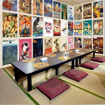 Custom 3d tapetai autentiškas Japonų suši virtuvės sienos fone aukštos kokybės atspari vandeniui medžiaga