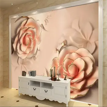 Custom Sienų Tapetai, 3d Iškilumo Pink Rose Hotel Registratūra Fono Sienos