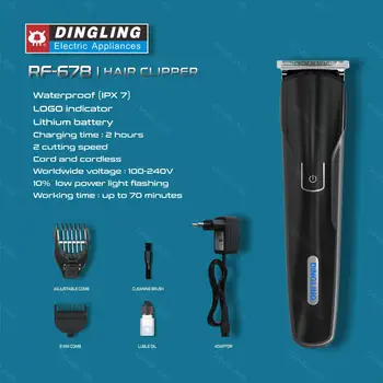 DingLing RF-678 Plaukų Clipper Profesionalios Elektrinės Žirklės Su Skalbti Įkrovimo Vyrų Stipri Galia Plieno Pjovimo Galva