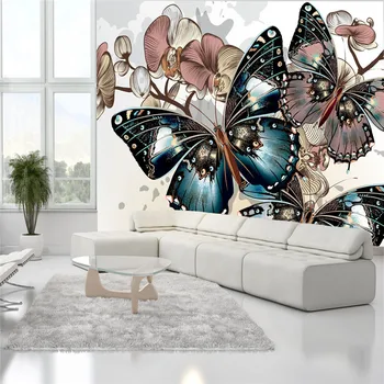 drugelis orchidėja Gėlė Freskomis 3d sienų freskomis tapetai miegamajame ir Fono 3d foto freskomis Freska 3d piešiniai
