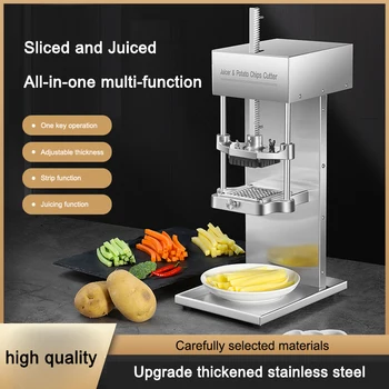 Elektros bulvių juosta pjovimo mašina komercinės bulvytės mašina sulčiaspaudė agurkų ridikėlių salotos meliono vaisių supjaustyti juostelėmis,