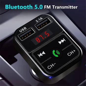 FM Siųstuvas Blootooth automobilinės laisvų Rankų įranga, MP3 Grotuvas, Parama TF Kortelę U Disko Žaisti Įtampa Greitai Dual USB Maitinimo Adapteris Įkroviklis