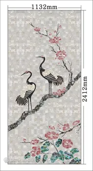Individualų rankų darbo mozaika meno motina perlų mozaikos plytelių meno freskomis vidaus namo apdaila gėlių ir paukščių modelis