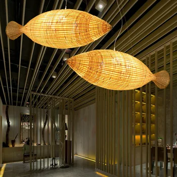 Japonijos Bambuko Meno Suši Restoranas Liustra Viešbutis Kinijos Azijoje Arbata Kambaryje Dekoratyvinės Žuvys Lempos Kūrybos Sieniniai Šviestuvai