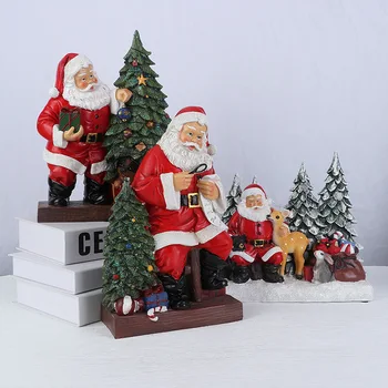 JIEME Santa Claus Lempos Apdaila Ornamentu Kalėdų Dovana, Namų Kambarį Darbalaukio Šviesos Lempos Dervos Rankdarbių Ornamentu