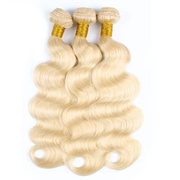 Kisshair #613 blond plaukų pluoštas 3 vnt kūno banga Brazilijos žmogaus plaukus iš anksto spalvos balinimo šviesūs plėtiniai