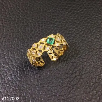 KJJEAXCMY fine jewelry gamtos Smaragdas 925 sterlingas sidabro naujas reguliuojamas brangakmenio moterų žiedas paramos bandymo mados madinga