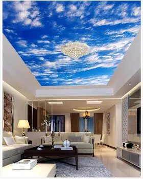Kraštovaizdžio tapetai freskomis Dangus mėlynas lubų kambarį miegamojo lubų 3d sienų tapyba