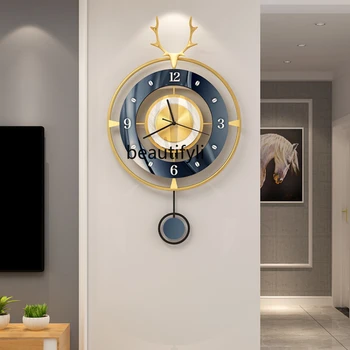 LBX Elnių Galvos Sieninis Laikrodis Kambarį Namuose Mados High-End Laikrodis Modernios Šviesos Prabanga Paprastas Laikrodis