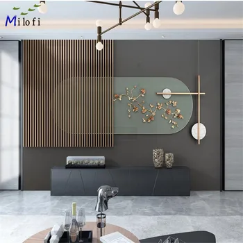 Milofi pritaikyti didelių 3d tapetai, freskos nuotrauka modernios šviesos prabanga erdvinis geometrinis skulptūra kambarį TV