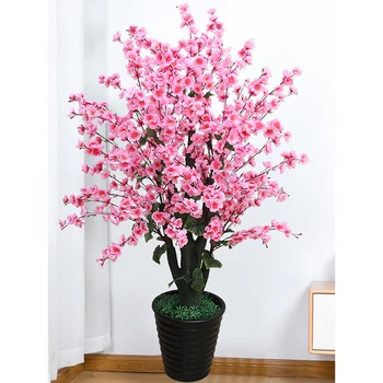 Namų Dekoro 1m Dirbtinis Peach Blossom Modeliavimas Botanika Gėlės, Vestuvių Dekoravimas Aksesuaras Patalpų Didelis Ornamentų Šiaurės Dovana