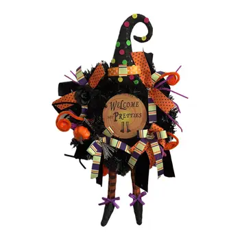 Naujausias Helovinas Ragana Kojos Vainikas Dirbtinis Rotango Ornamentu Šalies Girliandą Festivalis Sienos Pakabukas Kabo Moliūgų Dekoro D0K5