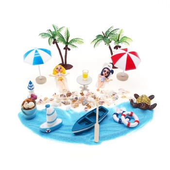 Ocean Beach Stilius Miniatiūros Dirbtinis skėtį nuo saulės Umbella Kėdė Inkaro Micro Kraštovaizdžio Sodo Sielovados 