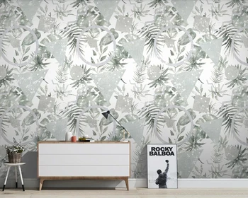 Papel de parede Ranka pieštas tropinių augalų geometrinis retro tapetai,svetainė, tv sofa-lova, miegamojo, virtuvės sienos dokumentų namų dekoro