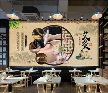 Pasirinktinius nuotraukų 3d kambario tapetai Kinų stiliaus nostalgišką retro moxibustion sveikatos namų dekoro 3d sienų freskomis tapetų sienos, 3 d