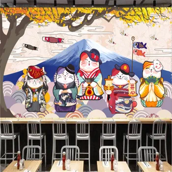 Pasisekė Katė Fujiyama Tapetai Pramonės Dekoro Japonų, Suši Restoranas Fone Freskos Sienos Popieriaus Papel De Parede 3D