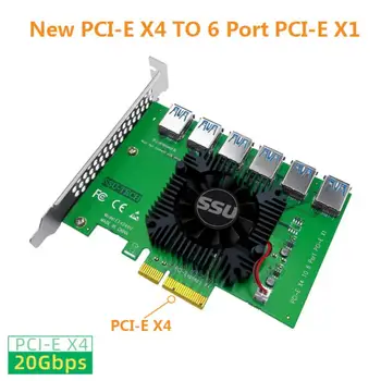 PCI Express X4 20Gb Riser Card PCIE Lizdas 4X 6 USB 3.0 Prievadai Stove Plėtros Plokštę PCI-E Adapterį Kortelės Palaikymas 