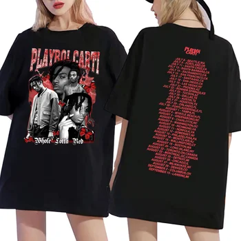 Playboi Carti Dvipusis Print T Shirt, Derliaus Hip-Hop Juodos spalvos trumpomis Rankovėmis T-Shirt Vyrams Moterims Vasaros Mados Negabaritinių Tees