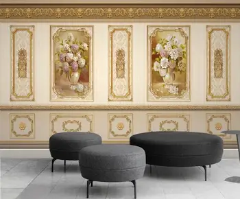 Pritaikytas didelės apimties 3D tapetai, freskos Europos prabangos sielovados gėlės aukso freskos fone sienos