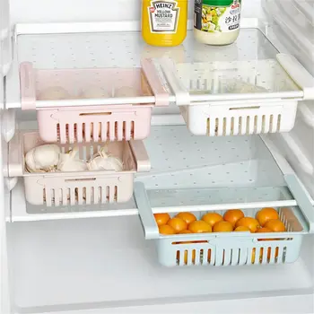 Reguliuojamas Stalčių Už Šaldytuvas, Virtuvės Organizatorius Šaldytuvas Stalčiuko Ištraukiama Vaisių, Daržovių Kabo Lentynos Laikiklis Krepšelio