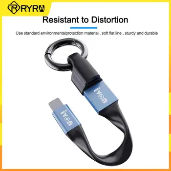 RYRA Nešiojamų Key Chain USB Duomenų Kabeliu 3A Greito Įkrovimo Micro USB C Tipo Laidą Xiaomi 