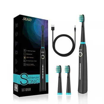 Seago Sonic Elektros Toothrbush su 3 Teptuku Vadovai USB Įkrovimą, 5 Režimai 40000 Kartų, Vibracijos, Elektros Toothrbush