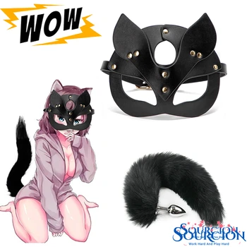 Sourcion Cosplay Fox Mask Uodega Analinis Kaištis Metalo Išangę Granulių Butt Plug Pusė Katės Kaukė Šalies Seksualus Suaugusiųjų Stimuliatorius Sekso Žaislai Moterims
