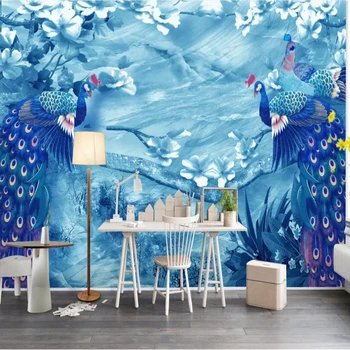 Tapetai YOUMAN Custom 3 d Šiuolaikinės Tapetai Darbalaukio Blue Wallpaper Mergaičių Kambario Sienų Dekoras, Šiuolaikinio Povas, Vaikų Kambarys