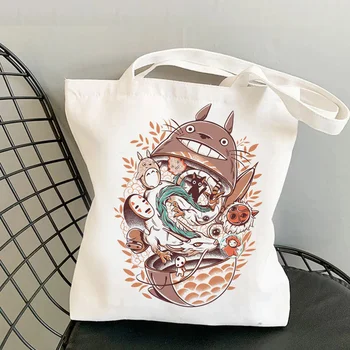 Totoro pirkinių krepšys shopper drobės pirkinių shopper bolso bakalėjos maišelį bolsas reutilizables boodschappentas nešti shoping sacolas