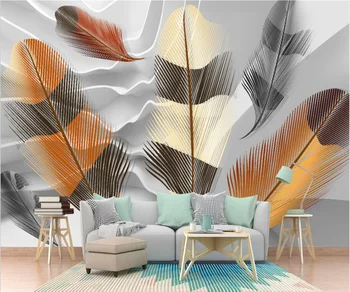 Užsakymą tapetai, 3d foto freskos modernus minimalistinio anotacija spalvinga plunksnos kambarį papel de parede 3d tapetai обои
