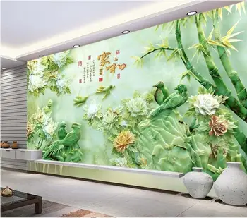 WDBH 3d tapetai pasirinktinius nuotraukų freskos magpies jade bambuko TV nustatymas, sienų tapyba namų dekoro 3d sienos freskos tapetai, sienų