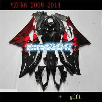 Įpurškimo Raudona dryžuota juoda lauktuvės rinkinys YZFR6 08 09 10 11 12 14 YZF R6 2008-2014 m. YZF600 ne 3 o 'clock