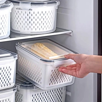 Šaldytuvas Talpinimo Šaldytuvas Organizatorius Šviežių Daržovių, Vaisių Dėžės, Virtuvės Organizatorius Nutekėjimo Krepšelį Sandėliavimo Konteineriai Sandėliukas