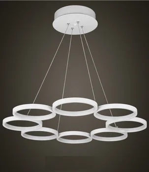 Šiuolaikinių LED 8 Žiedas Šviestuvai balta Apdaila aliuminio Kambarį Kabo Lempa LED Šviestuvo Blizgikliai